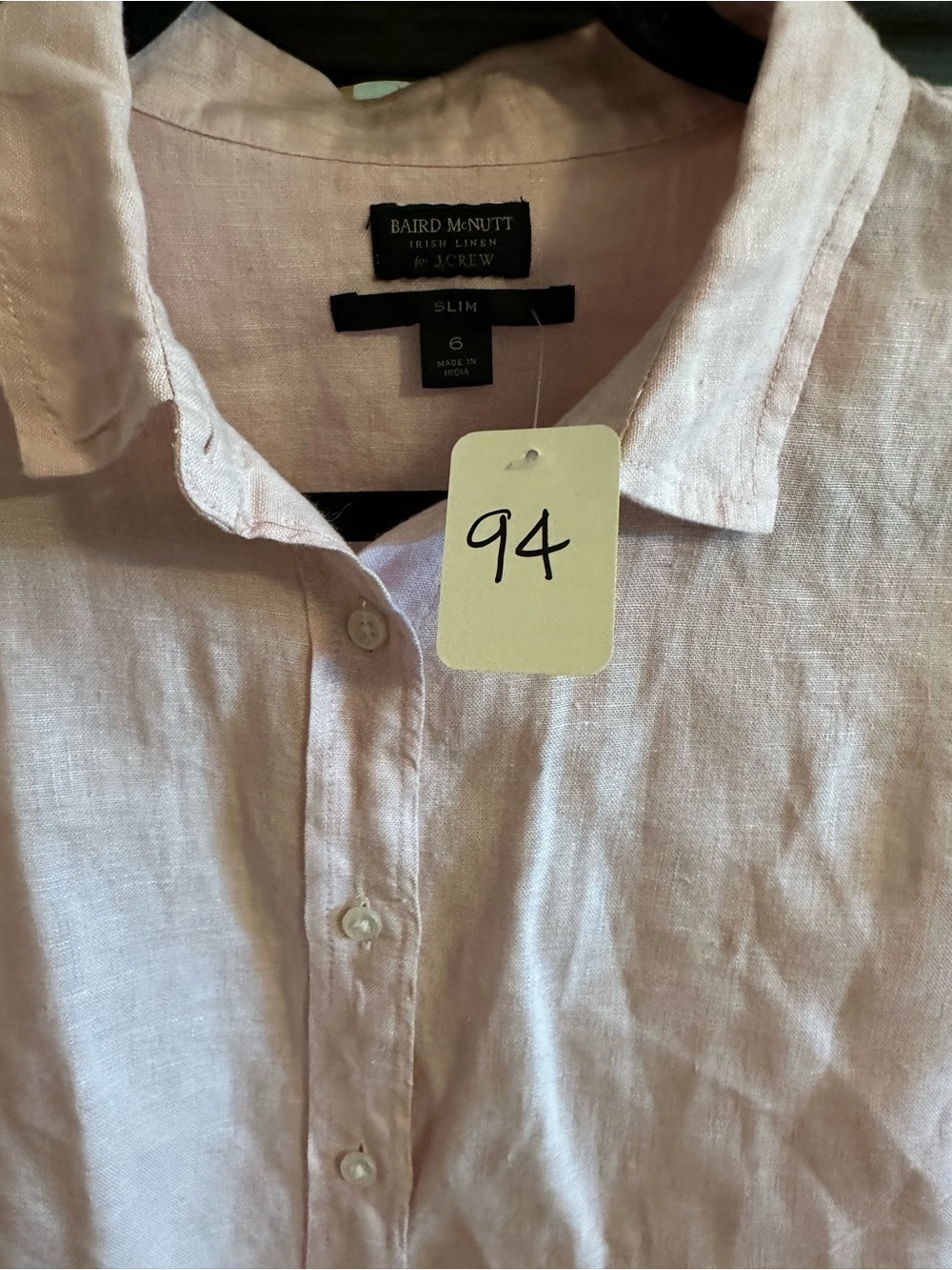 J.Crew Baird McNutt Irish Linen Pink Button Front Shirt Slim Women’s Size 6 - Picture 3 of 6
